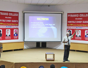 Hon'ble Director-PCBT Dr. Sanjay Behl is delivering speech to new students.